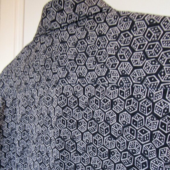 Stone Rose men's size M short sleeve button down Knit Shirt, navy - Picture 2 of 7